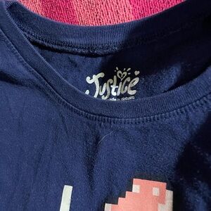 Justice Navy Short Sleeve Tee with Pink Pixel Graphic